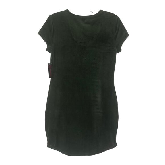 No Boundaries Dress Womens Medium Green Angel Velvet Short Sleeves New - Picture 2 of 10